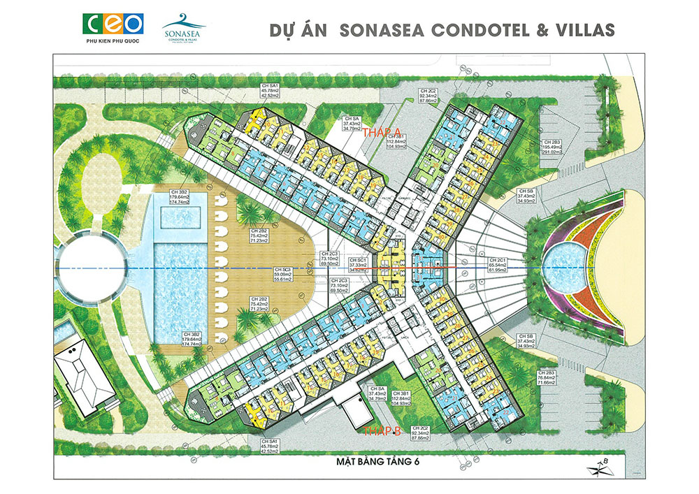 Sonasea Condotel & Villas Phú Quốc - Mặt bằng tầng 6