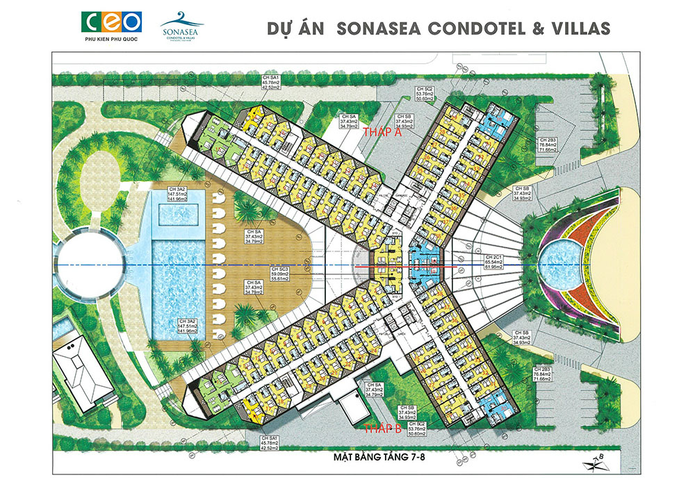 Sonasea Condotel & Villas Phú Quốc - Mặt bằng tầng 7-8