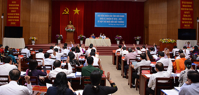 Quang cảnh kỳ họp HĐND tỉnh Kiên Giang ngày 21.10